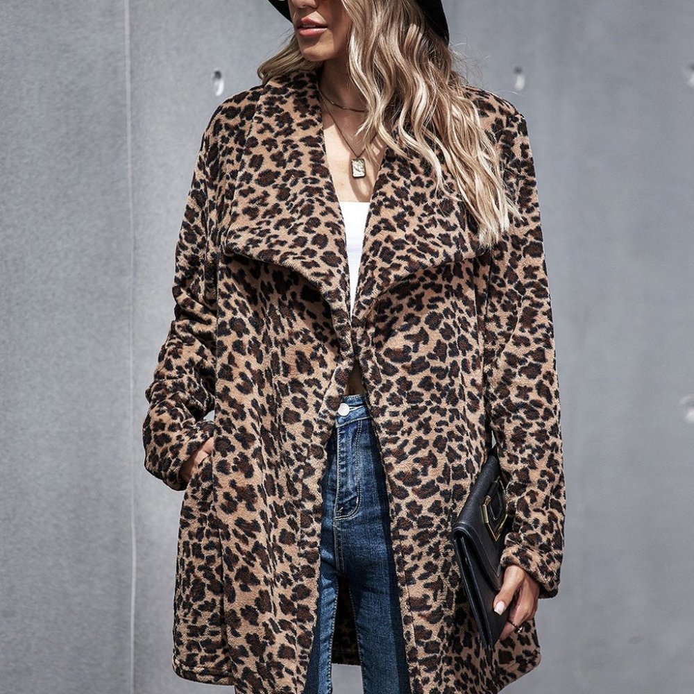 Leopard Waterfall Teddy Coat